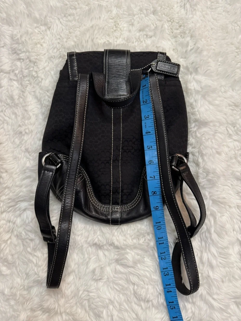 Coach Soho Black Signature Drawstring Mini Backpack